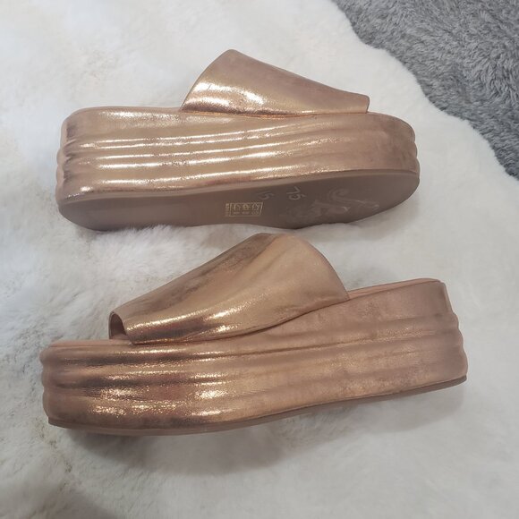 Free People Rose Gold Harbor Platform Slides Sandal Women's Sizes NEW resort - Picture 12 of 14
